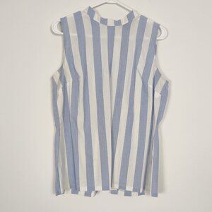 Banana Republic Women's Sleeveless Top Size M Striped White Blue Cotton Summer